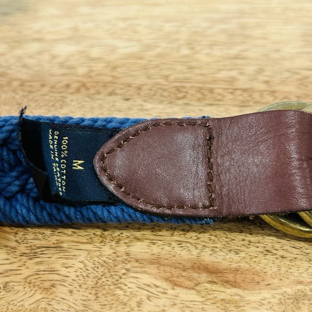 Brooks Brothers blue webbed d ring belt Men's Size Medium Overall Length 46